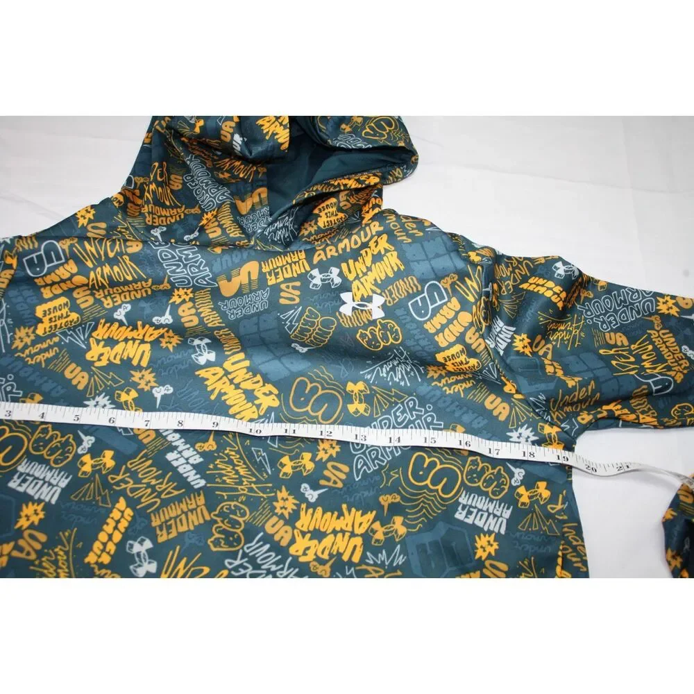 Under Armour Boys Youth XL YXL Graffiti Print Pullover Hoodie Blue Orange